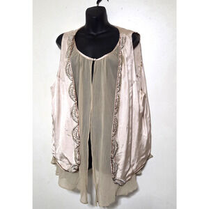 IMAN Satin Sleeveless Top Sz 1X Supermodel Global Chic NEW Embellished Beaded